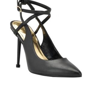 Guess Black and Gold Strappy Heels